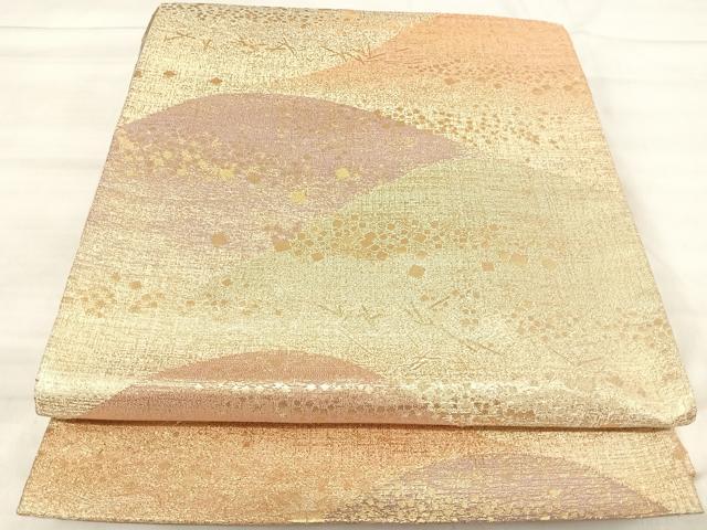 平和屋着物◎六通柄袋帯　遠山箔散らし文　金糸　正絹　逸品　AABK0523yx