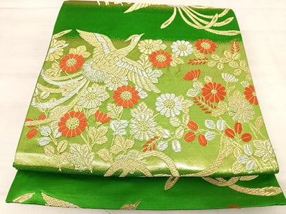平和屋着物◎六通柄　京袋帯　唐織　鳳凰花文　金銀糸　正絹　逸品　AABK0524yx