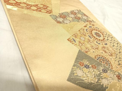 平和屋着物◎六通柄袋帯　唐織　古今和歌集　金糸　正絹　逸品　AABK0533yx