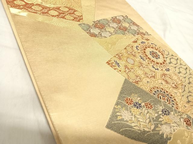 平和屋着物◎六通柄袋帯　唐織　古今和歌集　金糸　正絹　逸品　AABK0533yx