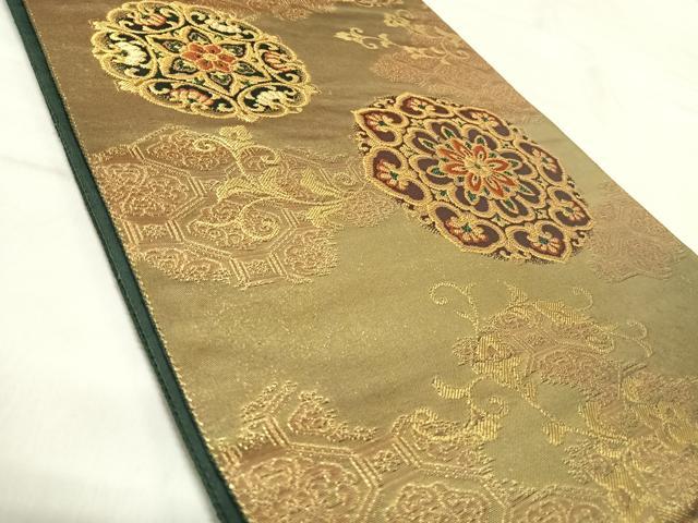 平和屋着物◎六通柄袋帯　唐織　正倉院花文　金糸　引箔　正絹　逸品　AABK0535yx