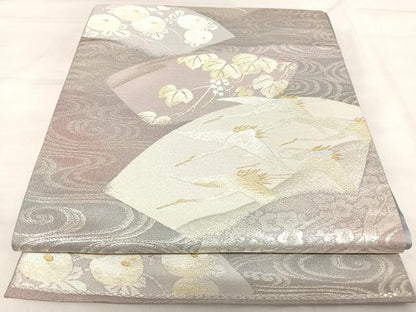 平和屋着物◎六通柄袋帯　地紙飛鶴文　金銀糸　正絹　逸品　AABK0539yx