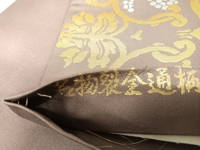 平和屋着物◎名物裂全通柄袋帯　花唐草文　金糸　正絹　逸品　AABK0541yx