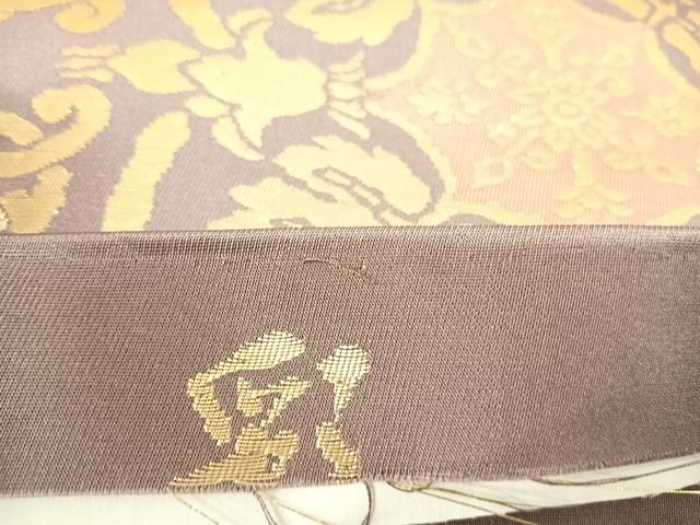 平和屋着物◎名物裂全通柄袋帯　花唐草文　金糸　正絹　逸品　AABK0541yx