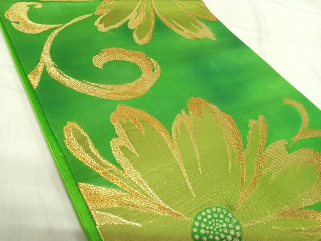 平和屋着物◎六通柄袋帯　花唐草文　金銀糸　正絹　逸品　AABK0543yx