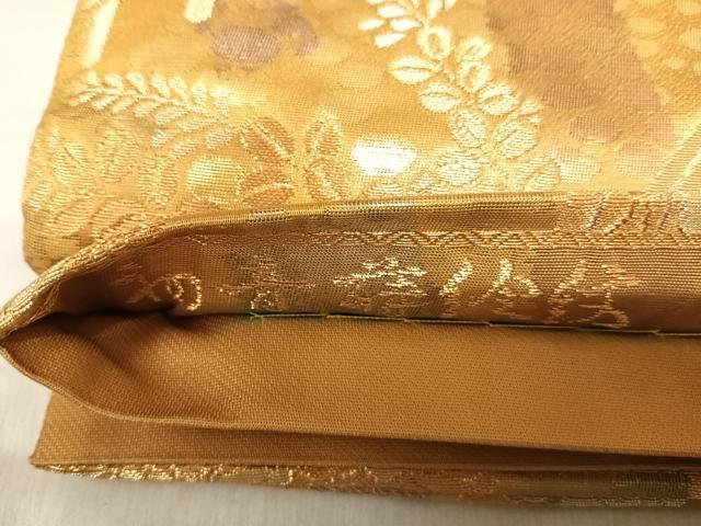 平和屋着物◎六通柄袋帯　唐織　初音蒔絵紋　金銀糸　正絹　逸品　AABK0545yx