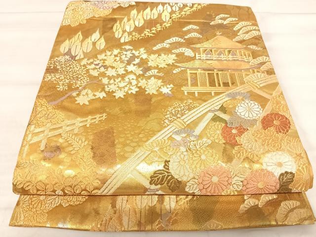 平和屋着物◎六通柄袋帯　唐織　初音蒔絵紋　金銀糸　正絹　逸品　AABK0545yx