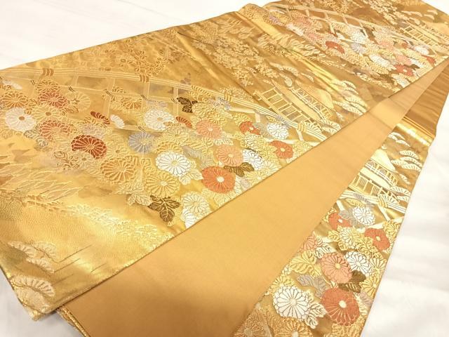 平和屋着物◎六通柄袋帯　唐織　初音蒔絵紋　金銀糸　正絹　逸品　AABK0545yx