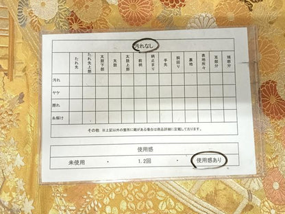 平和屋着物◎六通柄袋帯　唐織　初音蒔絵紋　金銀糸　正絹　逸品　AABK0545yx
