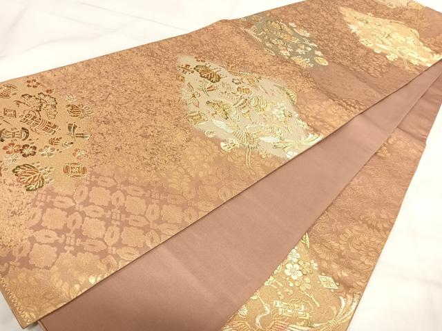 平和屋着物◎六通柄袋帯　飛鶴宝尽くし　金銀糸　正絹　逸品　AABK0556yx
