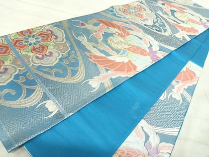 平和屋着物◎六通柄袋帯　鳳凰花文　金銀糸　正絹　逸品　AABK0563yx