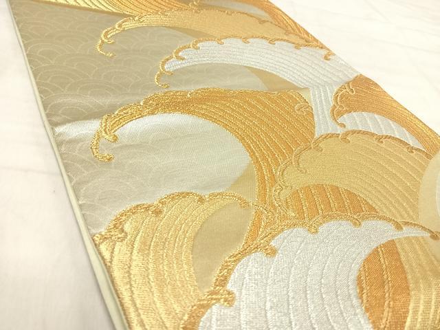 平和屋着物◎六通柄袋帯　立波文　金銀糸　正絹　逸品　AABK0564yx