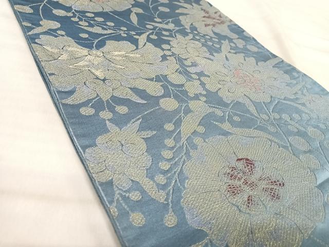 平和屋着物◎六通柄袋帯　更紗花文　金糸　三越扱い　正絹　逸品　AABK0565yx
