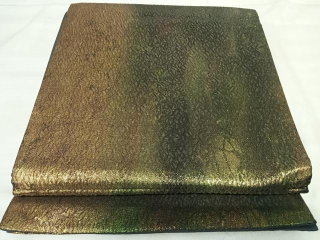 平和屋着物◎六通柄袋帯　霞文　金糸　正絹　逸品　AABK0566yx