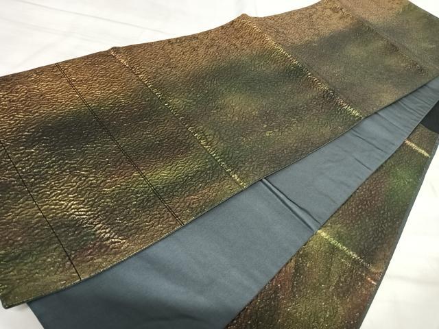 平和屋着物◎六通柄袋帯　霞文　金糸　正絹　逸品　AABK0566yx