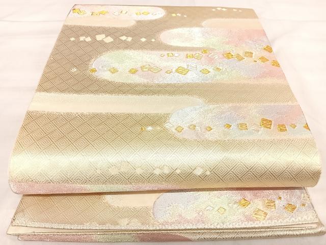 平和屋着物◎六通柄袋帯　箔散らし　金銀糸　正絹　逸品　AABK0568yx
