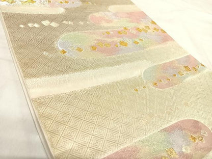 平和屋着物◎六通柄袋帯　箔散らし　金銀糸　正絹　逸品　AABK0568yx