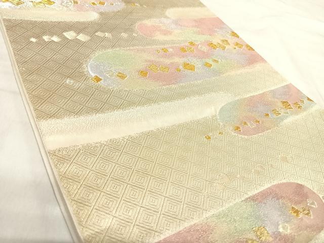 平和屋着物◎六通柄袋帯　箔散らし　金銀糸　正絹　逸品　AABK0568yx