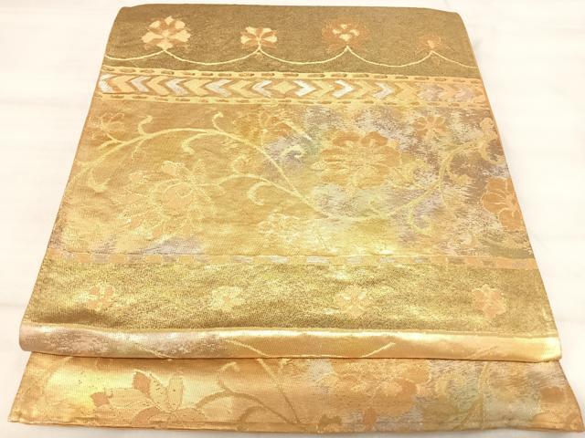平和屋着物◎六通柄袋帯　花唐草文　金銀糸　正絹　逸品　AABK0574yx