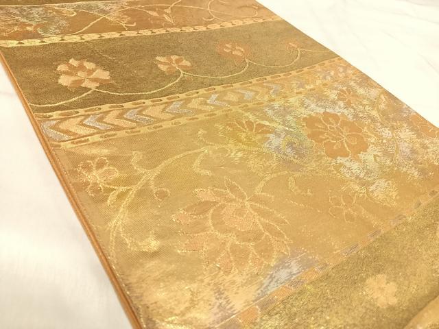 平和屋着物◎六通柄袋帯　花唐草文　金銀糸　正絹　逸品　AABK0574yx