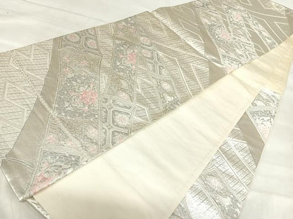 平和屋着物◎六通柄袋帯　唐織　正倉院花文　オーロラ箔　正絹　逸品　AABK0575yx