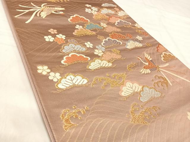 平和屋着物◎六通柄袋帯　唐織　鳳凰梅松文　金銀糸　正絹　逸品　AABK0578yx