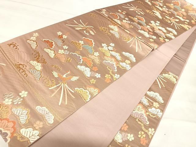 平和屋着物◎六通柄袋帯 唐織 鳳凰梅松文 金銀糸 正絹 逸品
