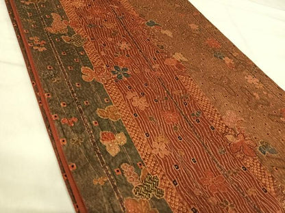 平和屋着物◎全通柄袋帯　舞花文　金彩　正絹　逸品　AABK0579yx