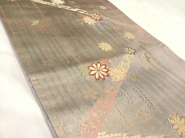 平和屋着物◎六通柄袋帯　唐織　舞花文　金糸　正絹　逸品　AABK0589yx