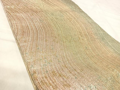 平和屋着物◎両面　六通柄袋帯　霞文　金糸　引箔　正絹　逸品　AABK0592yx