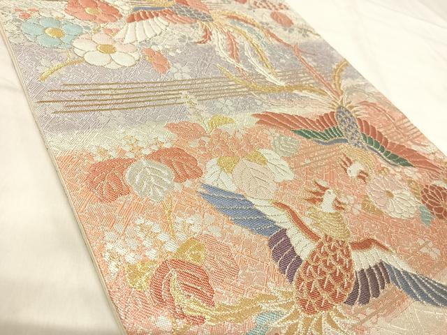 平和屋着物◎六通柄袋帯　鳳凰花文　金銀糸　正絹　逸品　AABK0595yx