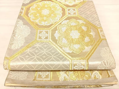 平和屋着物◎六通柄袋帯　蜀江花文　金銀糸　正絹　逸品　AABK0598yx