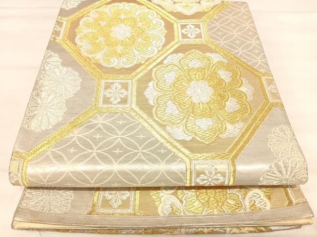 平和屋着物◎六通柄袋帯　蜀江花文　金銀糸　正絹　逸品　AABK0598yx