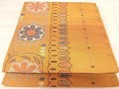 平和屋着物◎六通柄袋帯　花唐草文　金糸　正絹　逸品　AABK0602yx