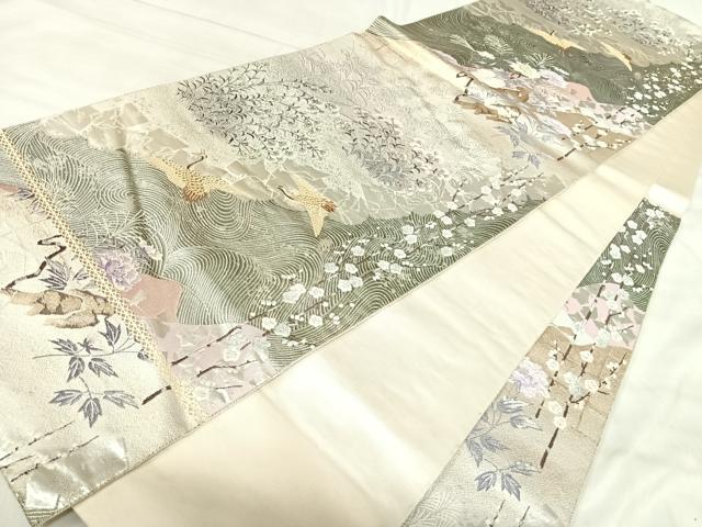 平和屋着物◎六通柄袋帯　唐織　翔鶴寿映文　九百錦　金銀糸　正絹　逸品　AABK0603yx