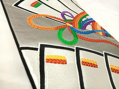 平和屋着物◎六通柄袋帯　唐織　檜扇文　金銀糸　正絹　逸品　AABK0608yx