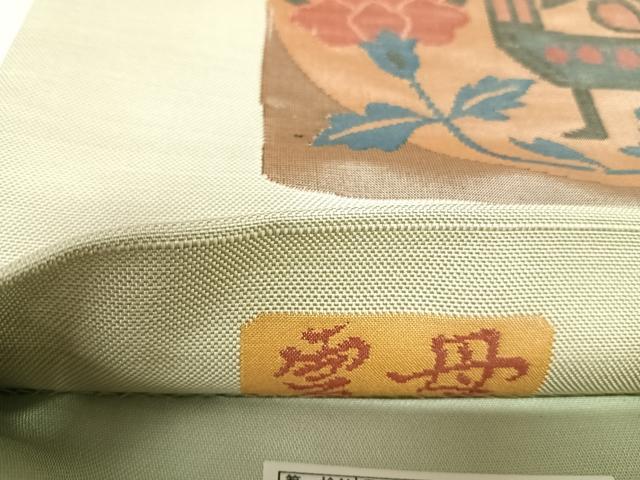 平和屋着物◎六通柄袋帯　花鳥文　雲母　正絹　逸品　AABK0613yx