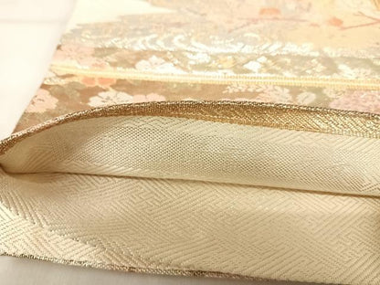 平和屋着物◎佐賀錦　六通柄袋帯　霞取遊鴛鴦能衣文　金糸　正絹　逸品　AABK0618yx