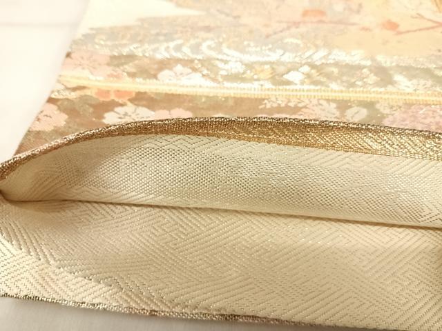 平和屋着物◎佐賀錦　六通柄袋帯　霞取遊鴛鴦能衣文　金糸　正絹　逸品　AABK0618yx