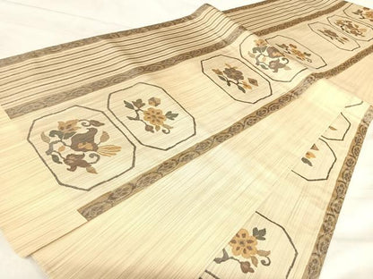 平和屋着物◎六通柄袋帯　亀甲花鳥文　五竜　正絹　逸品　AABK0625yx