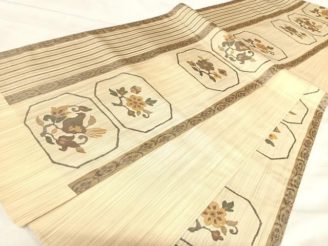 平和屋着物◎六通柄袋帯　亀甲花鳥文　五竜　正絹　逸品　AABK0625yx