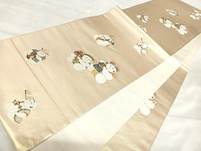 平和屋着物◎六通柄袋帯　唐織　唐子　金糸　正絹　逸品　AABK0630yx