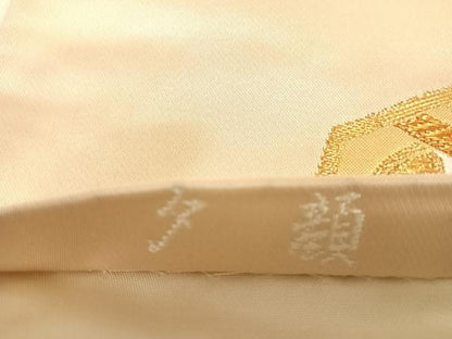 平和屋着物◎六通柄袋帯　唐織　花蝶文　夕顔　金銀糸　正絹　逸品　AABK0634yx