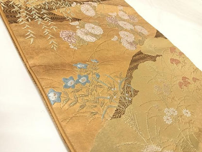 平和屋着物◎六通柄袋帯　唐織　唐俑箔　曲水聚錦文　正絹　逸品　AABK0648yx