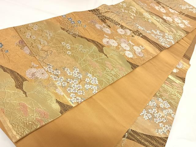 平和屋着物◎六通柄袋帯　唐織　唐俑箔　曲水聚錦文　正絹　逸品　AABK0648yx