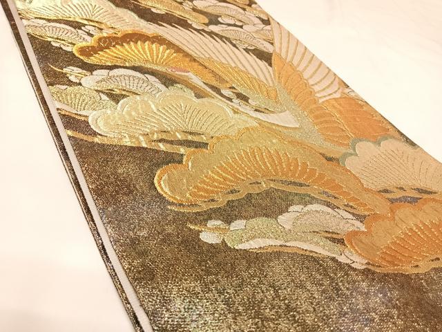 平和屋着物◎六通柄袋帯　松　金銀糸　正絹　逸品　AABK0650yx