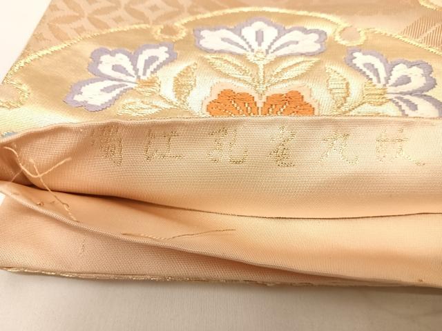 平和屋着物◎六通柄袋帯　唐織　蜀江孔雀丸紋　金糸　正絹　逸品　AABK0655yx