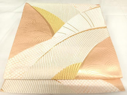 平和屋着物◎六通柄袋帯　唐織　立波文　金銀糸　正絹　逸品　AABK0661yx