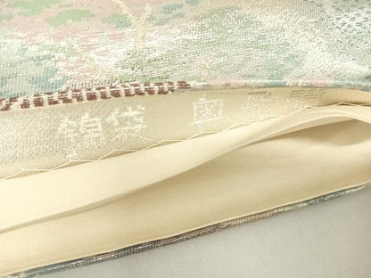 平和屋着物◎六通柄袋帯　錦袋　奥飛騨　銀糸　正絹　逸品　AABK0667yx