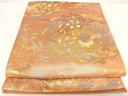 平和屋着物◎六通柄袋帯　鳳凰花文　金銀糸　正絹　逸品　AABK0677yx